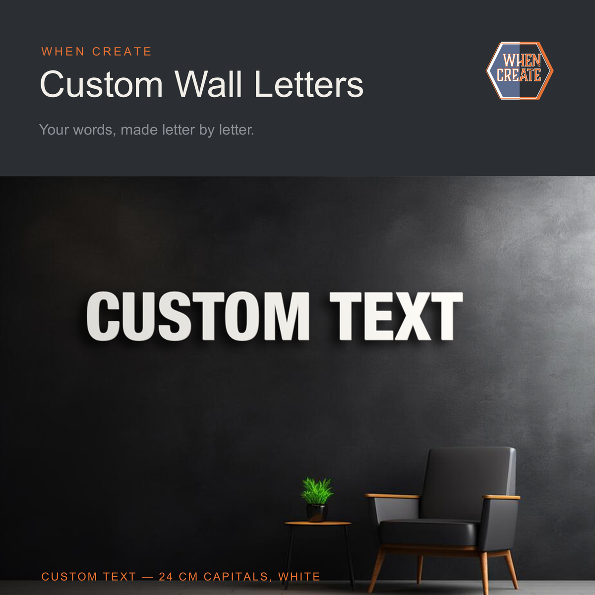 Custom Wall Letters by WHEN CREATE. 3D printed and made to order in Cyprus. Product slide 1 of 8.
