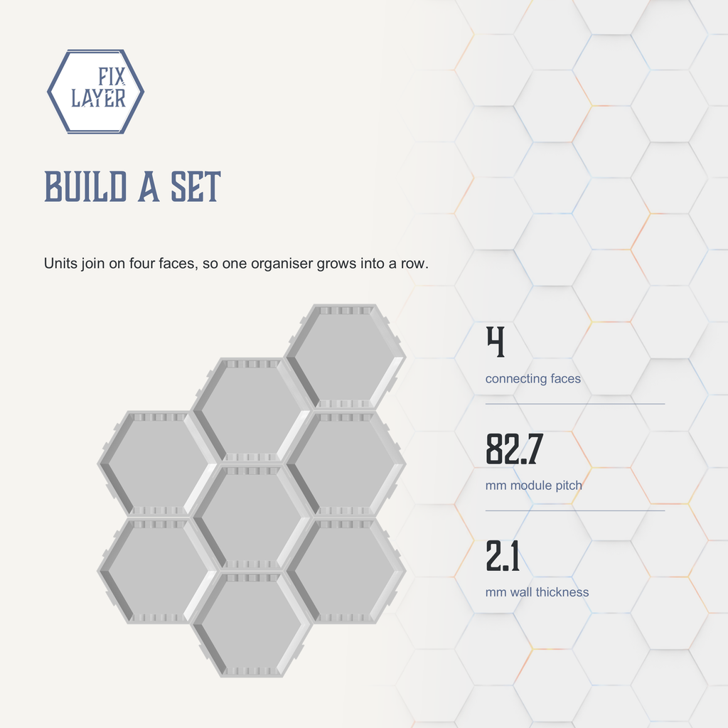 Hex Grid Desk Organiser by FIX LAYER. 3D printed and made to order in Cyprus. Product slide 2 of 4.