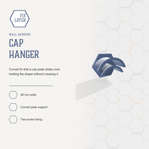 Cap Hanger by FIX LAYER. 3D printed and made to order in Cyprus. Product slide 1 of 5.