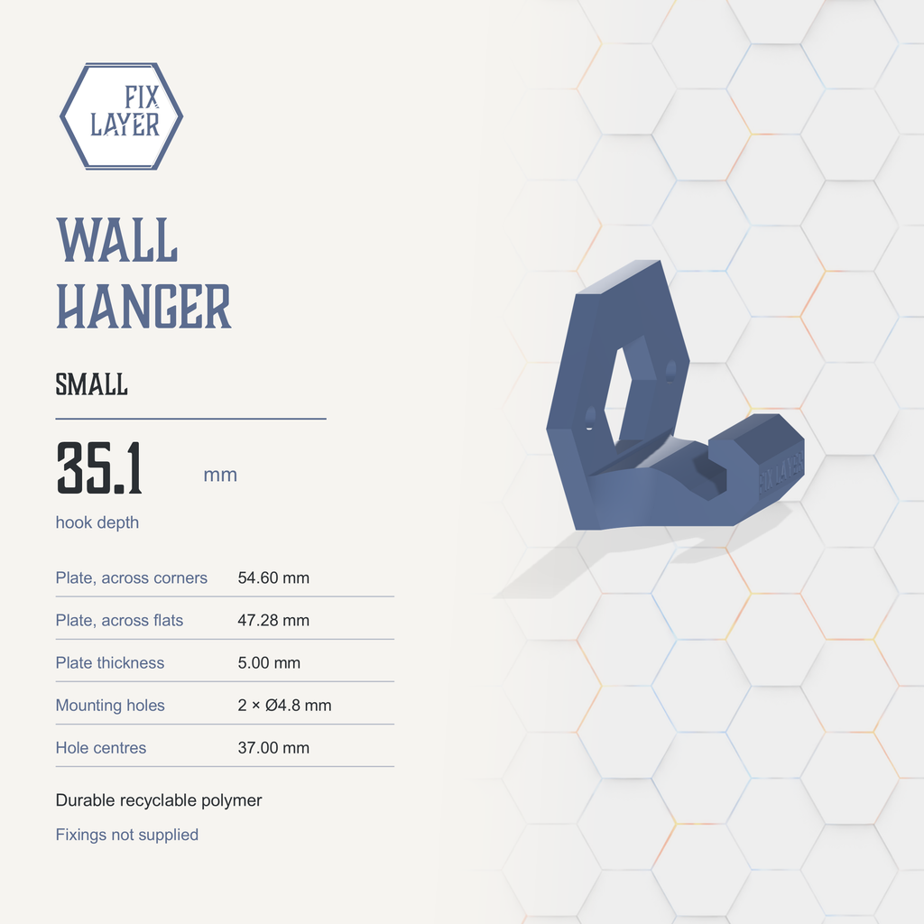 Wall Hanger by FIX LAYER. 3D printed and made to order in Cyprus. Product slide 5 of 7.