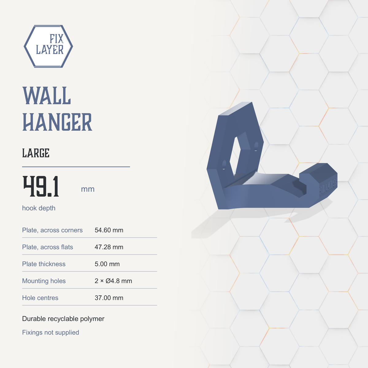 Wall Hanger by FIX LAYER. 3D printed and made to order in Cyprus. Product slide 7 of 7.
