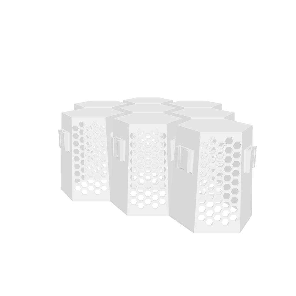 Hex Grid Desk Organiser, several units joined into a grid, 3D model